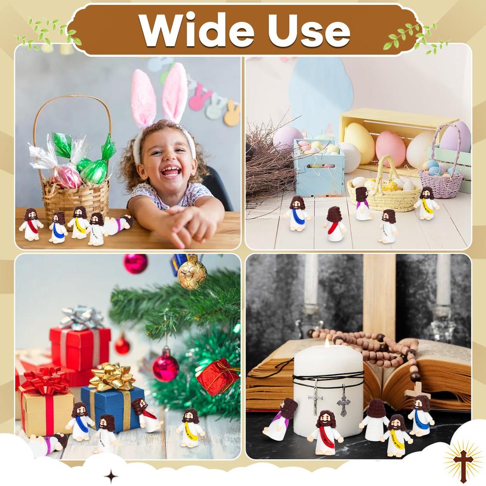 【Jesus loves you】50 Pcs Mini Jesus Figures Little Cute Jesus Ornaments Original Design Decorations for Religious Party Favors Sunday School Baptism Memorial Day Father's Day Gifts