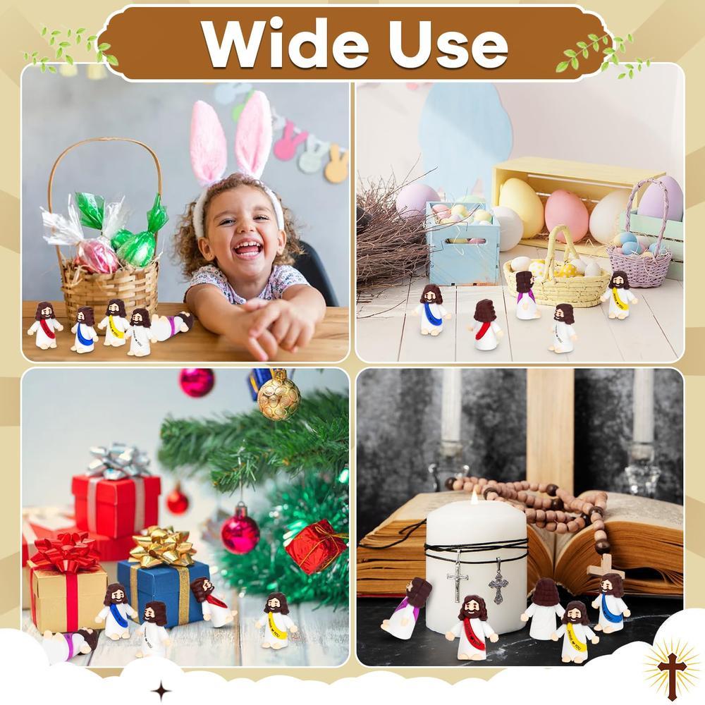 【Jesus loves you】50 Pcs Mini Jesus Figures Little Cute Jesus Ornaments Original Design Decorations for Religious Party Favors Sunday School Baptism Memorial Day Father's Day Gifts