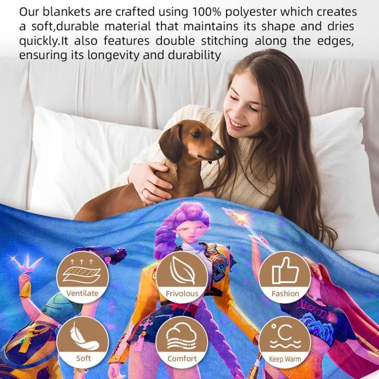 K-Pop Demon Hunter Anime Blanket, Soft Flannel Throw For Bed Sofa Camping Office, Perfect Gift For Fans & Manga Lovers, Man Women Gift