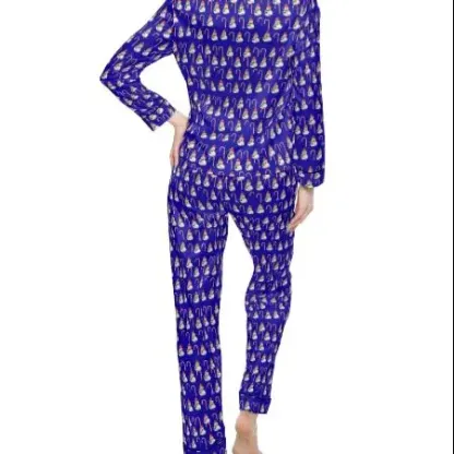 Love Christmas Pajamas Set - Blue Snowman Print Long Sleeve Top & Matching Bottoms for Cozy Nights