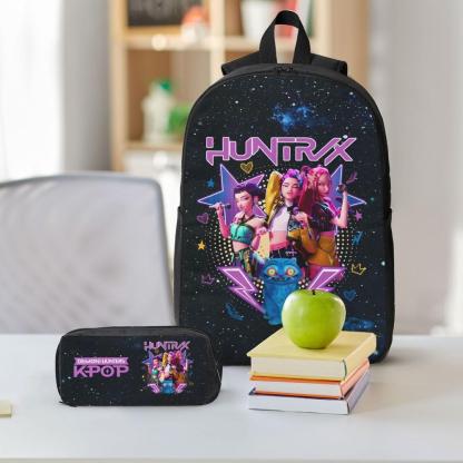 Huntrix K POP School Backpack SAJA BOYS Bags 3PCS Sets for Teens Adults Lightweight Bookbag with Lunch Bag Pencil Case for Middle High School College Students