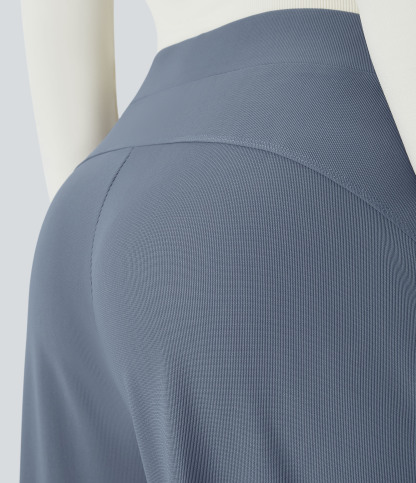 FlexHigh Waisted Body Sculpt Waist-Slimming Pocket Wide Leg Micro Waffle Work Pants