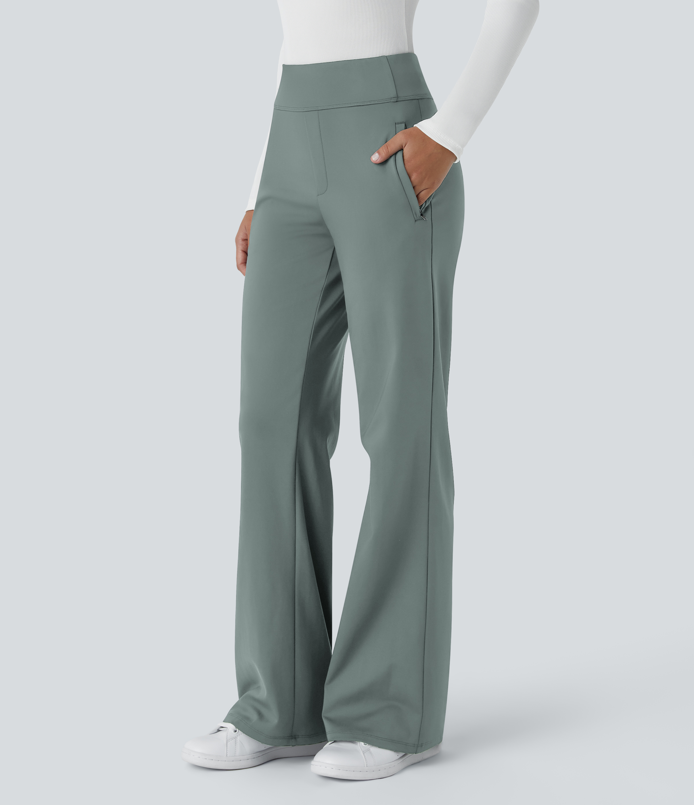 FlexMid Rise Side Zipper Pocket Work Flare Pants