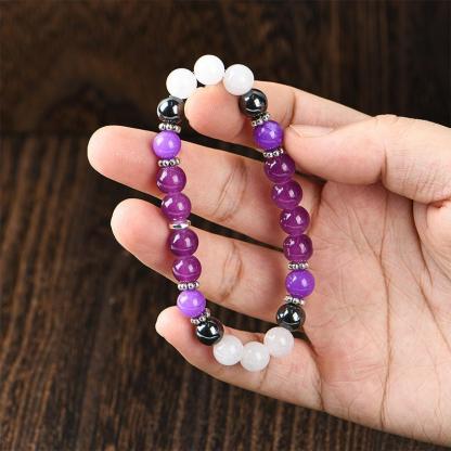 help sleep Purple Crystal Bead Elastic Bracelet - Perfect Gift for Men And Women, Brings Serenity8 Luck -Sparkling Faux Crystal Jewelry, Infused with Prosperity Energy