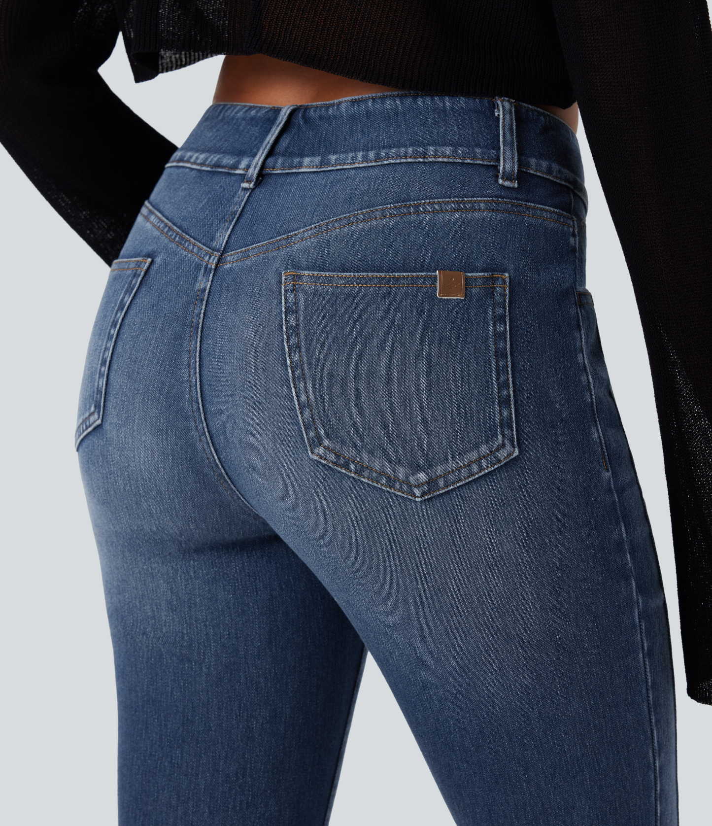 FlexMid Rise Washed Casual Skinny Jeans with Pockets