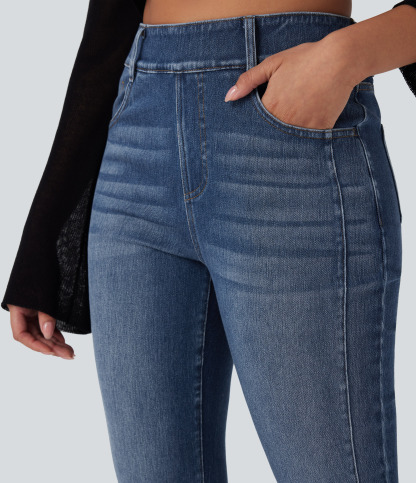 FlexMid Rise Washed Casual Skinny Jeans with Pockets