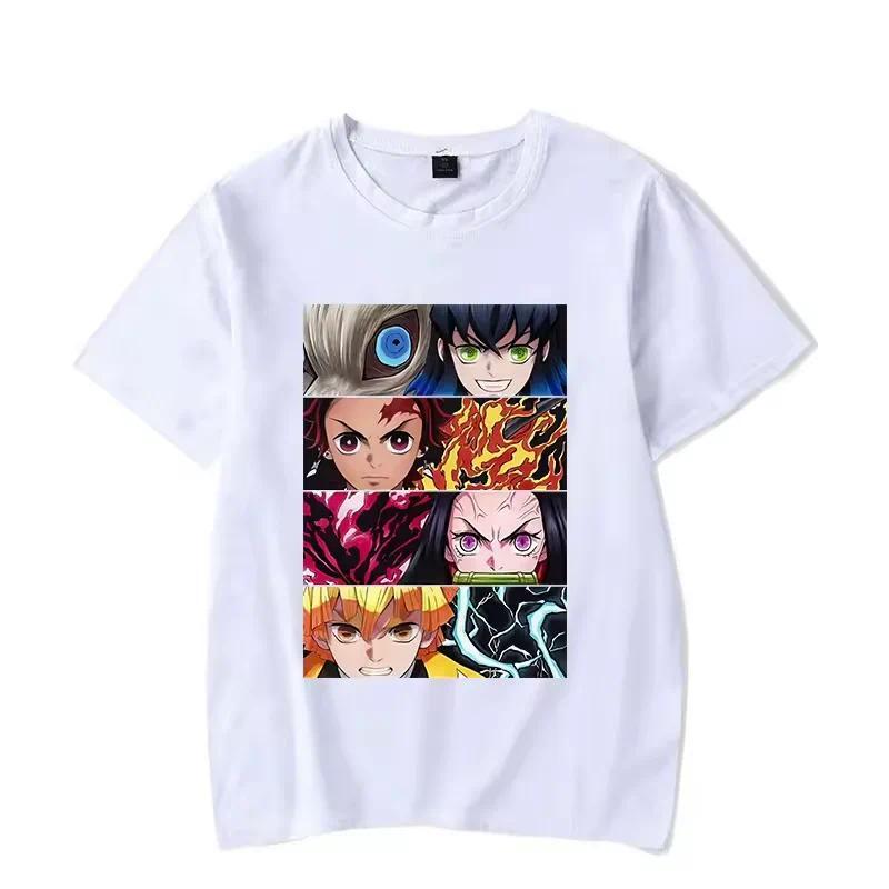 Hot Anime Demon Slayer Series Printed T-shirt Women Men Harajuku Casual Oversize Fashion O-Neck Short Sleeve Unisex Top Tshirt Womenswear Streetwear Summer Crewneck