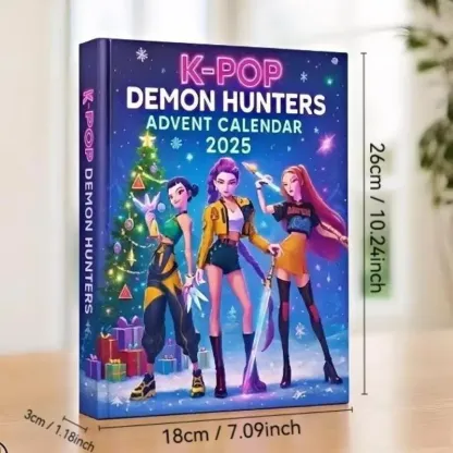 Demon Hunters Advent Calendar 2025 Keychain Countdown with 24 2D Keyring Toys Perfect Gifts for Kids Adults Teens Halloween Christmas Decorations