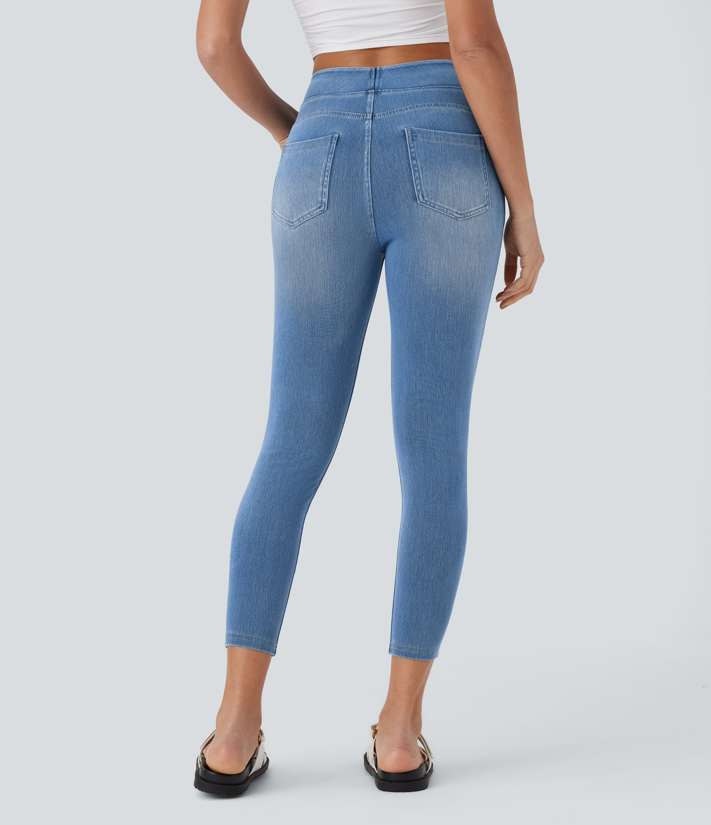 FlexHigh Waisted Pockets Denim Casual Leggings
