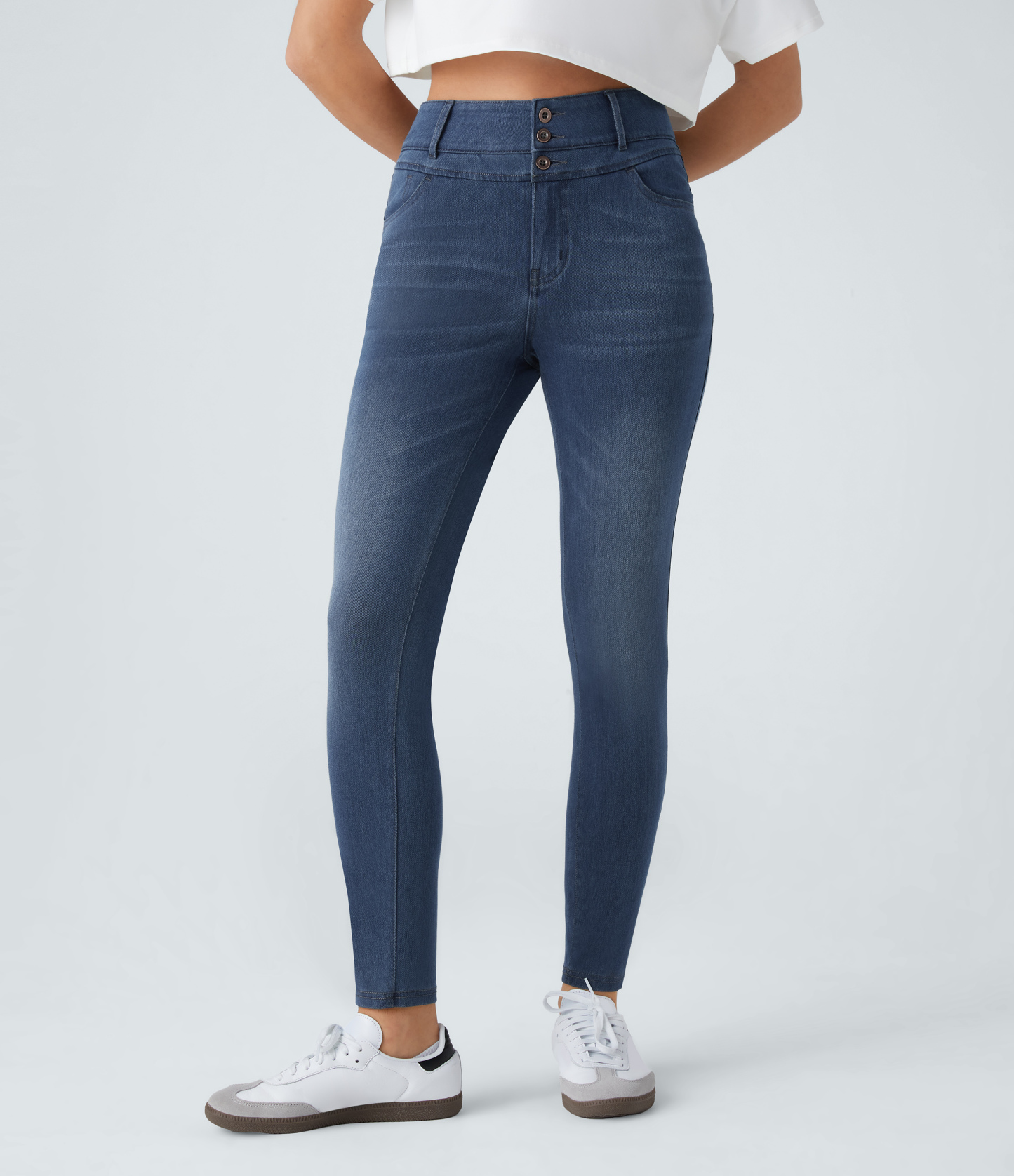FlexHigh Waisted Zipper Pockets Casual Skinny Jeans
