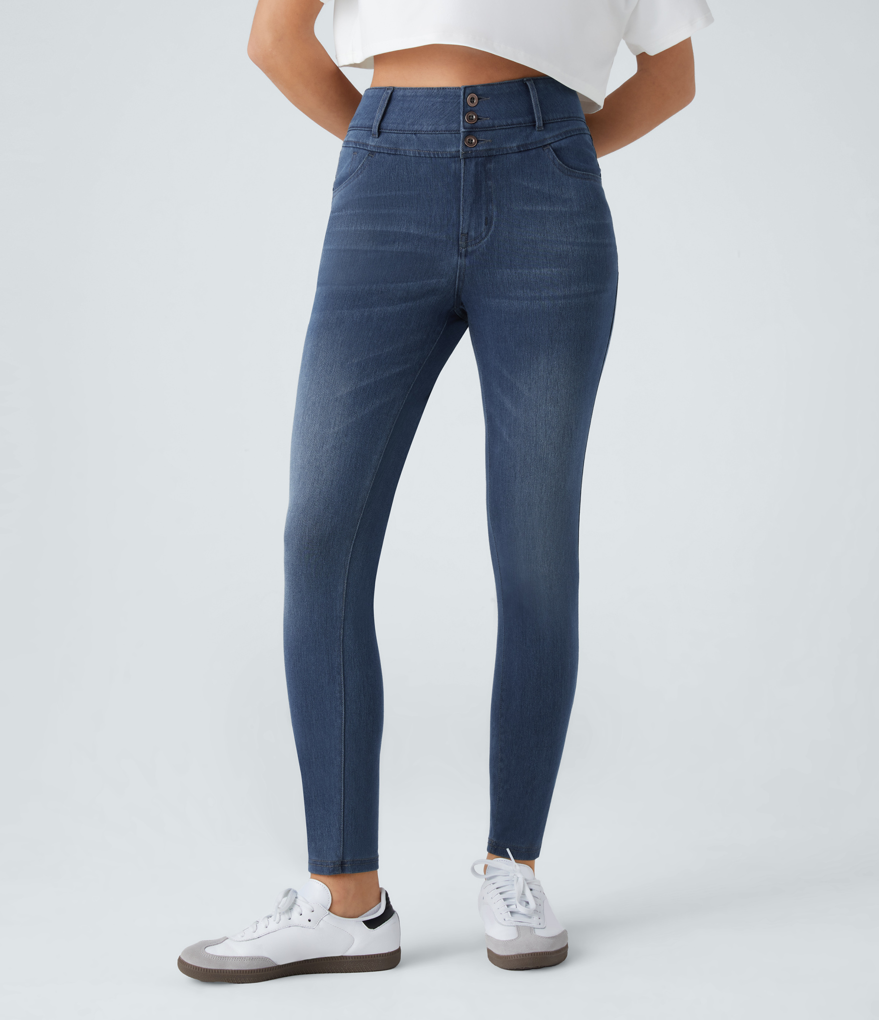 FlexHigh Waisted Zipper Pockets Casual Skinny Jeans