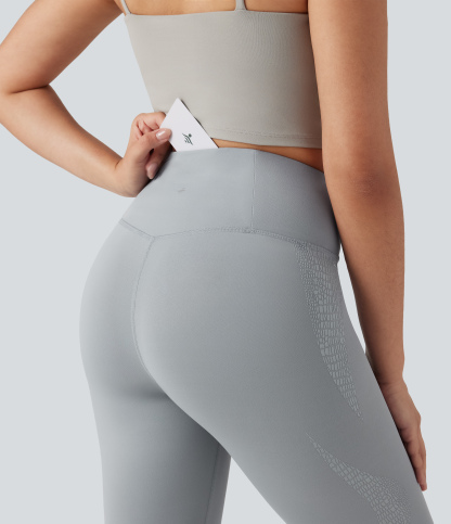 SoftlyZeroHigh Crossover Waisted Skinnny Yoga 7/8 Leggings with Pockets-UPF50+