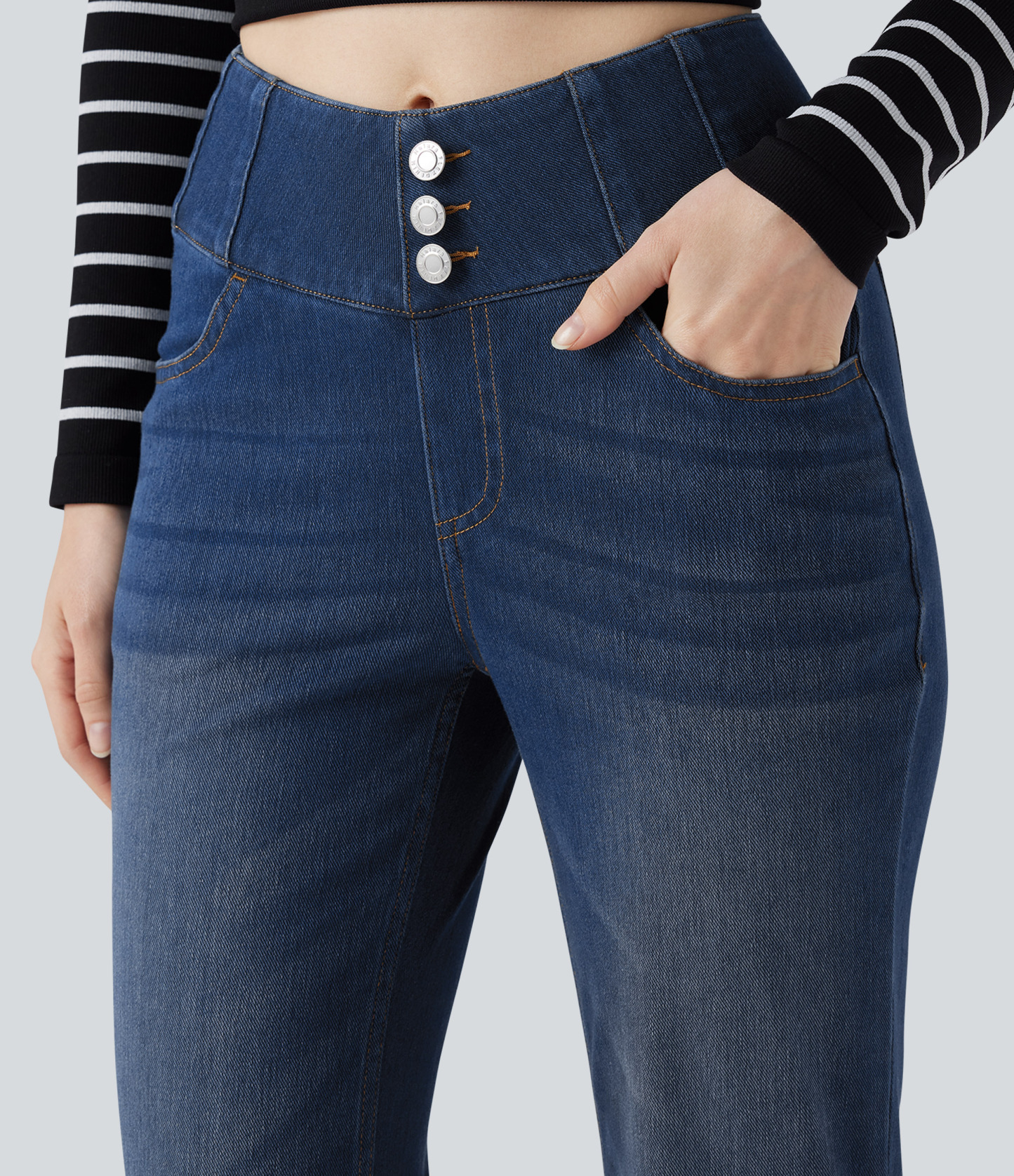 FlexHigh Waisted Bootcut Casual Jeans with Pockets