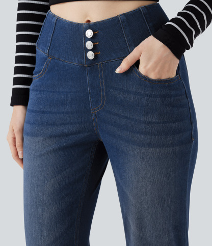 FlexHigh Waisted Bootcut Casual Jeans with Pockets