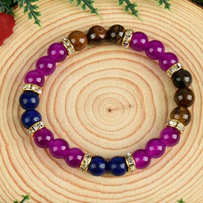 ARPURRAINA Lapis Lazuli & Tiger's Eye Elastic Bracelets for Men & Women Relieve Insomnia Aid Sleep Infuse Prosperity Energy Bring Peace Luck Perfect Gifts Crystal Bracelet