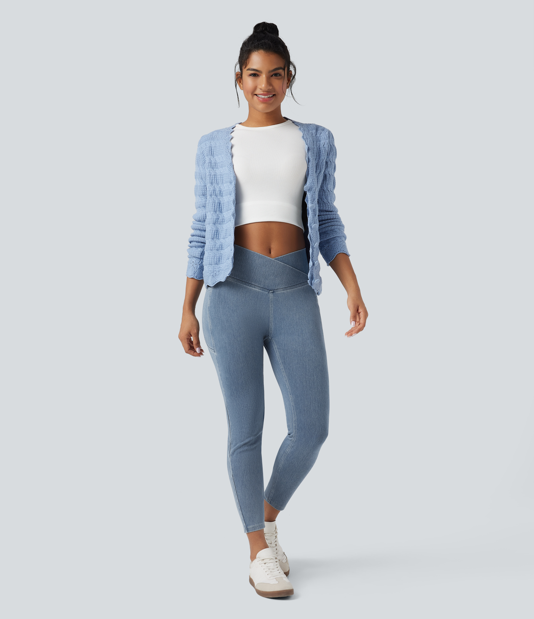 FlexCrossover Pocket Washed Denim Work Leggings