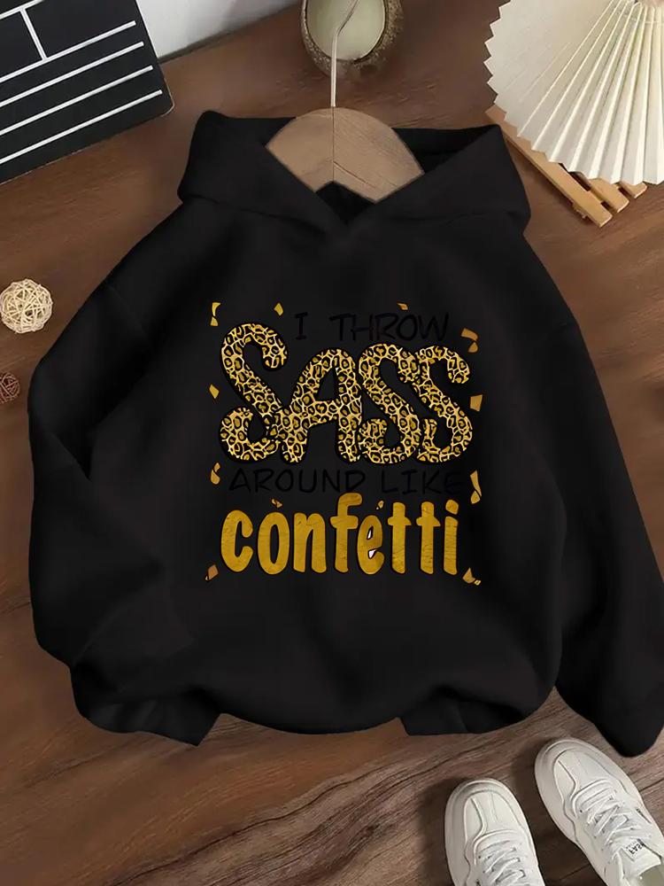 Girls' Leopard Print Hoodie Sweatshirt, Casual Fitted Long Sleeve Pullover, Spring & Fall Fashion, Comfortable Kids Clothing