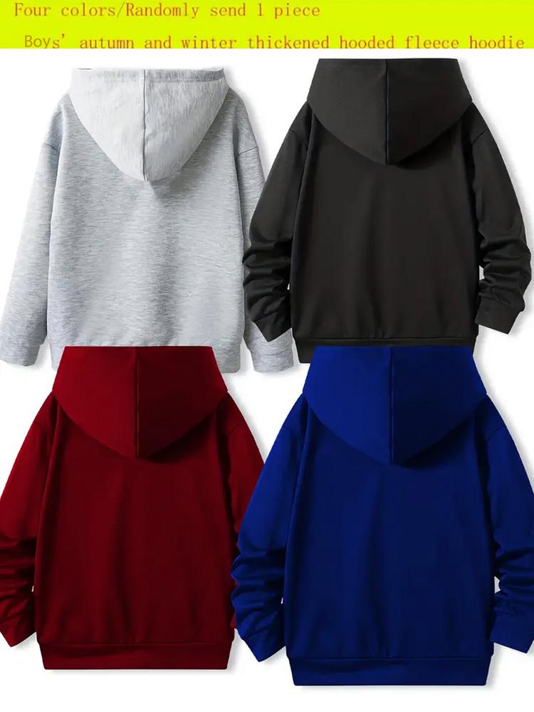 Boys' Cartoon Bear Print Hoodie, Comfortable Long Sleeve Pullover for Spring & Fall, Casual Fitted Design, Random Style Sent