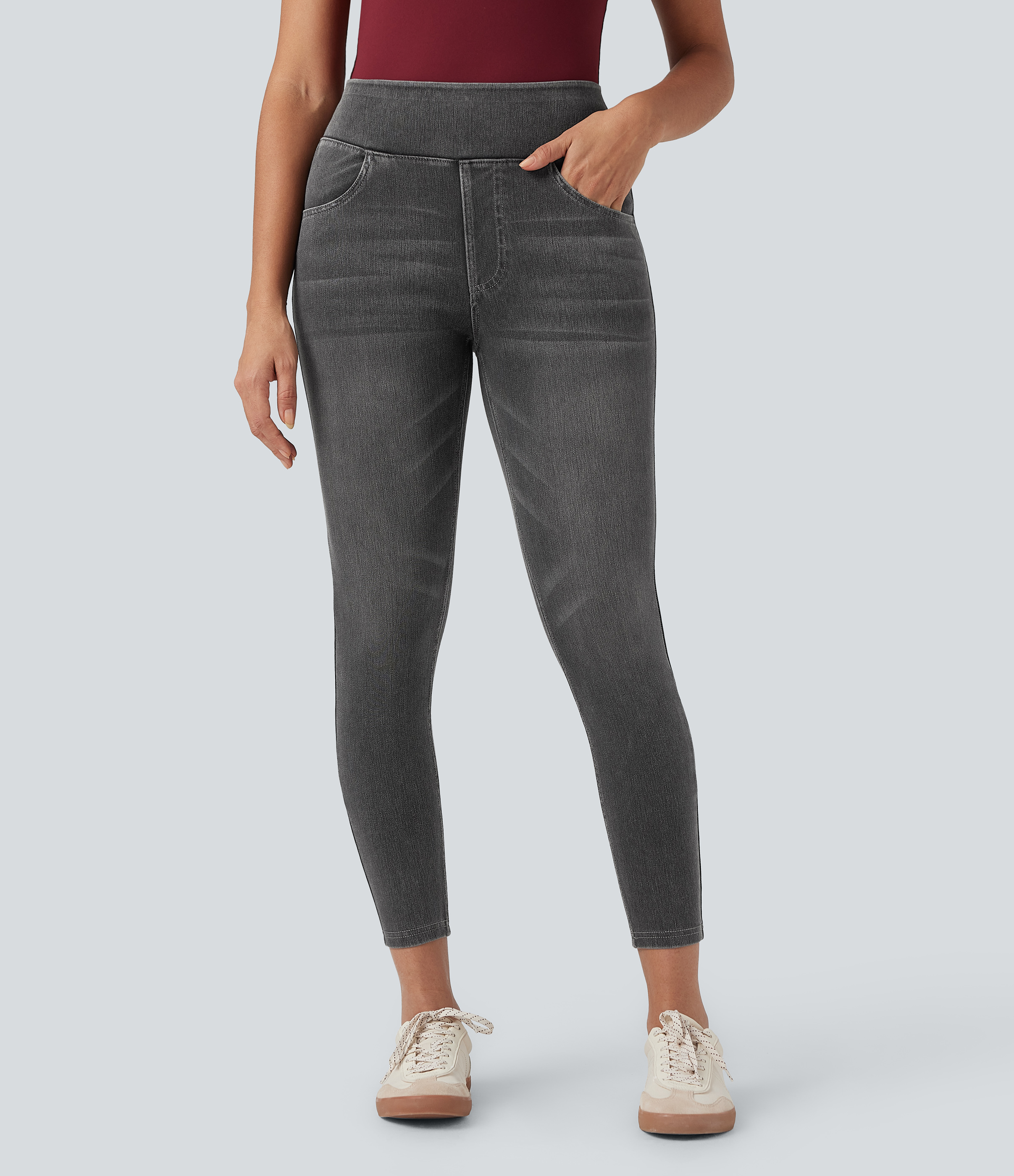 FlexHigh Waisted Pockets Denim Casual Leggings