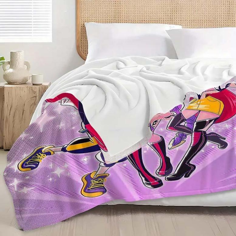 K-Pop Demon Hunter Flannel Blanket Set, Soft Multi-Purpose Printed Throw for Sofa Bed Office Home Decor, Perfect Gift for Kpop Fans, Cartoon Pattern BlanketChristmas Gift,Gift for kids,Birthday Gift, Cozy & Soft