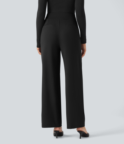 FlexHigh Waisted Straight Leg Work Pants with Pockets