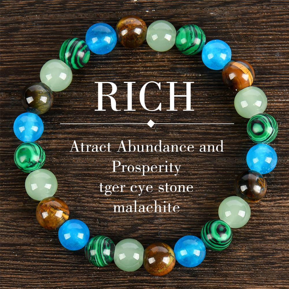 Money Attraction Bracelet Stretch Jewelry with Tiger Eye and Malachite Gemstones, blue friendship bracelet unity  bracelet beaded  jewelry protection bracelet encouragement gift fashion artificial Colorblock Beaded Crystal Bracelet