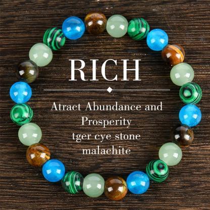  Money Attraction Bracelet Stretch Jewelry with Tiger Eye and Malachite Gemstones, blue friendship bracelet unity  bracelet beaded  jewelry protection bracelet encouragement gift fashion artificial Colorblock Beaded Crystal Bracelet