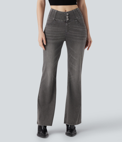 FlexHigh Waisted Bootcut Casual Jeans with Pockets