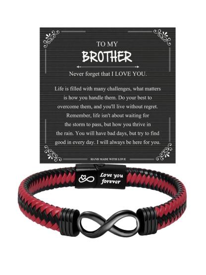 Christmas Birthday Gifts for Brother, Ultimate Leather Men's Bracelet, Perfect Gift for Brothers, Ideal for All Occasions, Casual to Rugged Style, Daily Wear Accessory