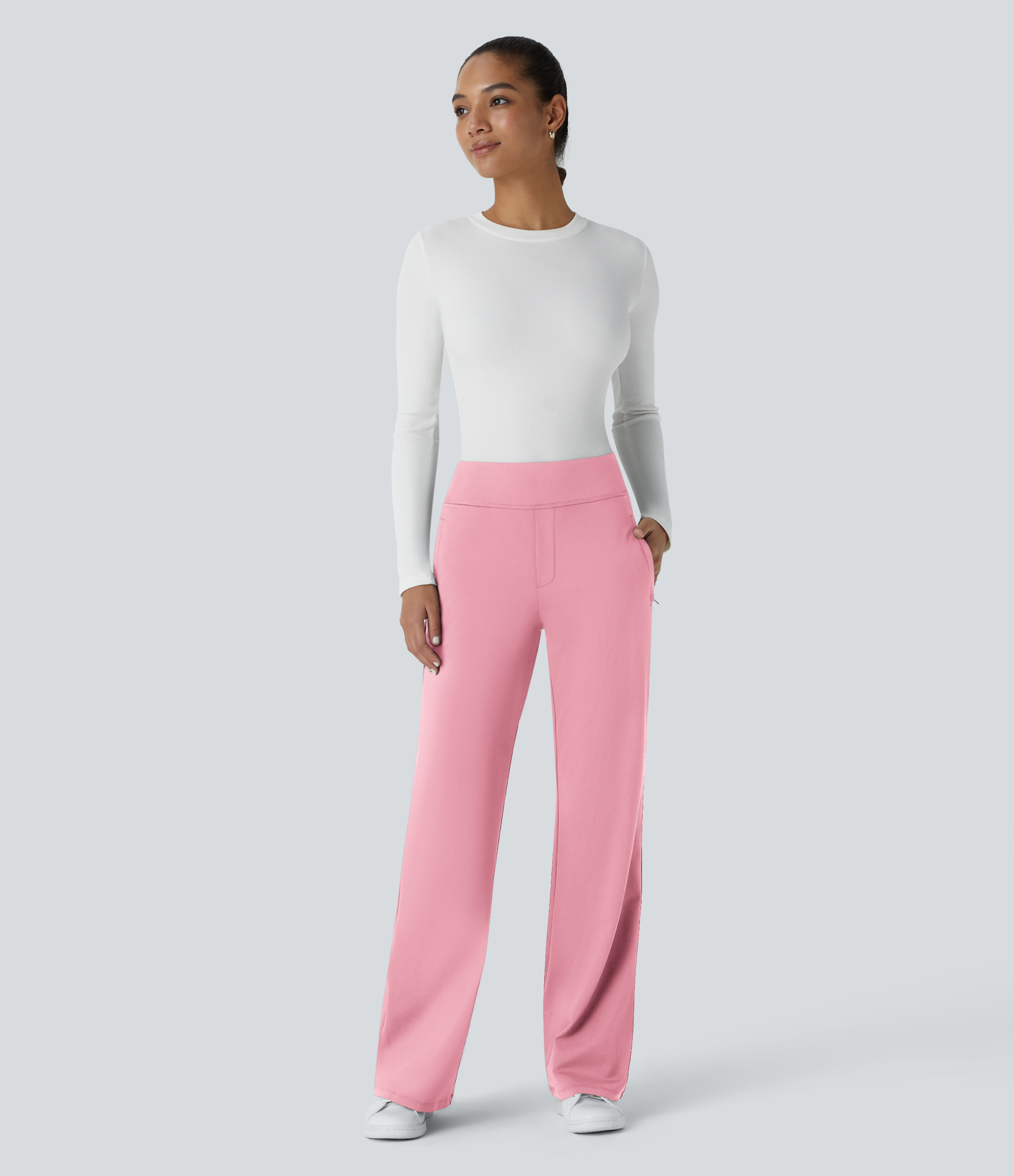 FlexMid Rise Side Zipper Pocket Work Flare Pants