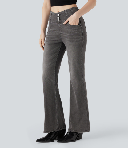 FlexHigh Waisted Bootcut Casual Jeans with Pockets