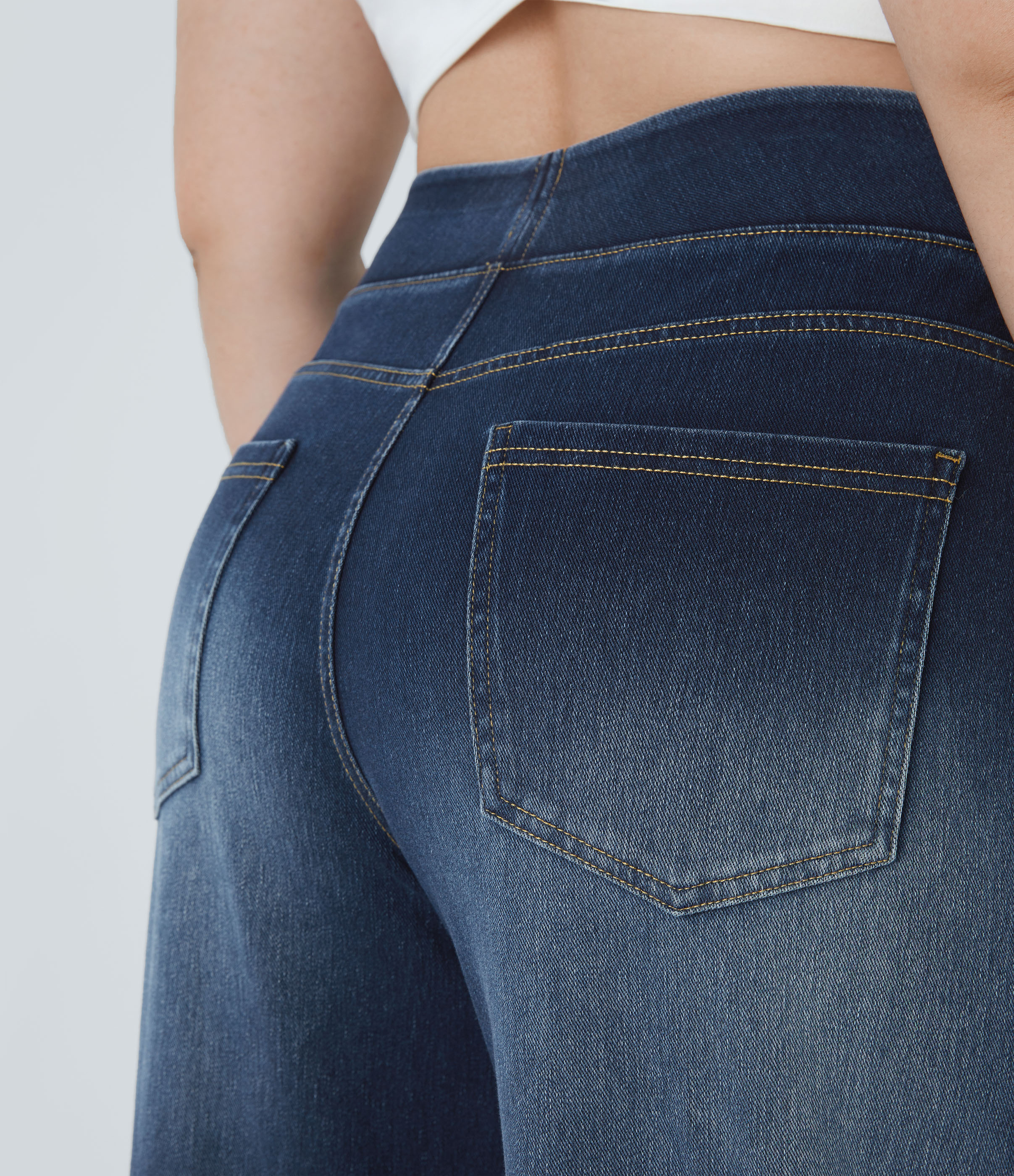 FlexHigh Waisted Pockets Baggy Wide Leg Washed Casual Plus Size Jeans