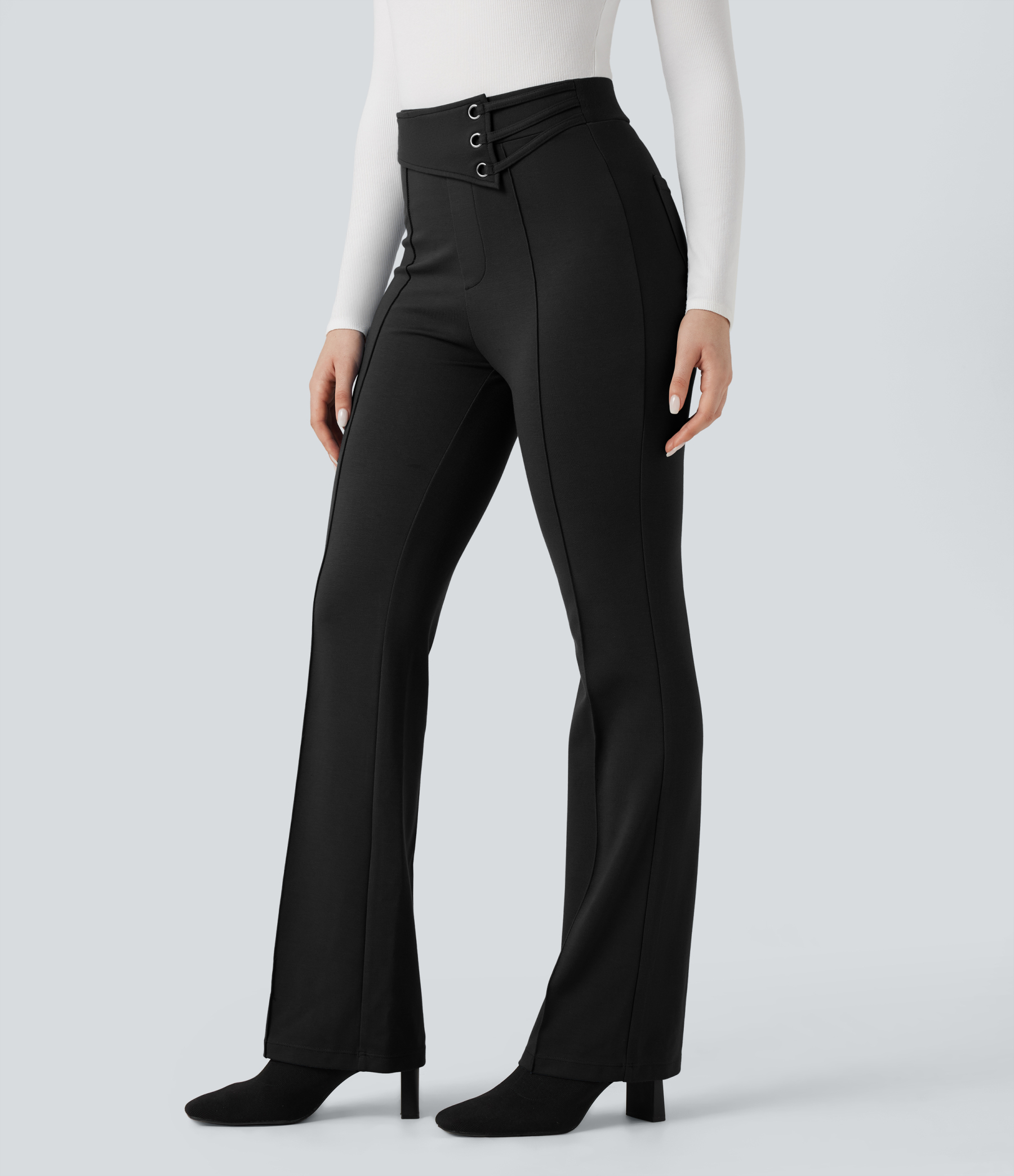 FlexHigh-waisted Work Flare Pants with Pockets