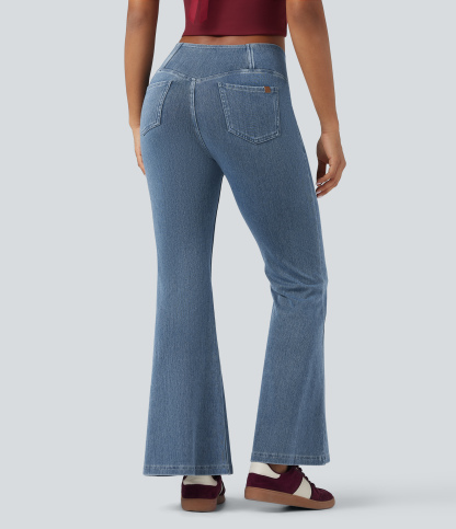 FlexHigh Waisted Crossover Pocket Washed Casual Jeans