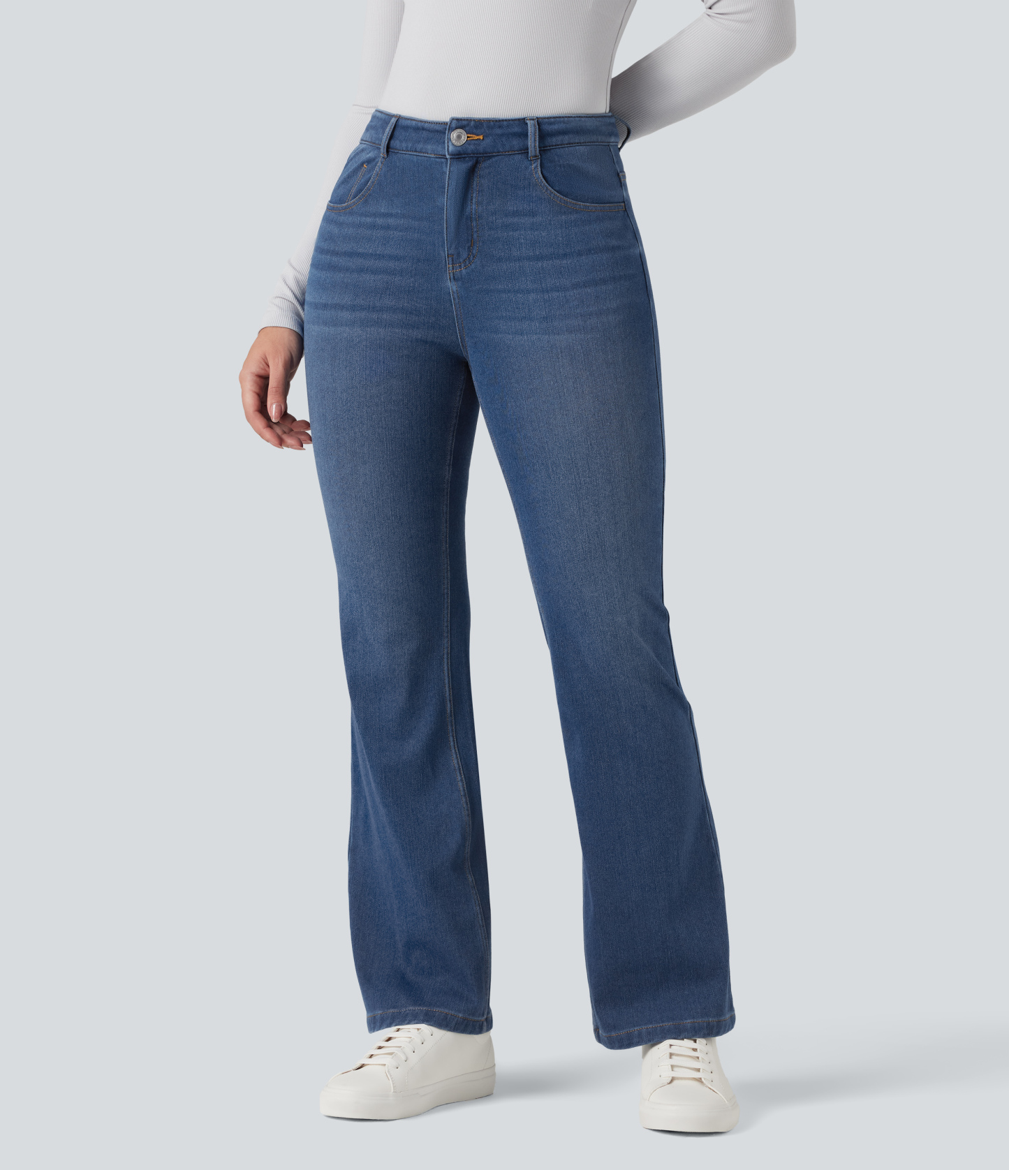 FlexMid Rise Casual Flare Jeans with Pockets