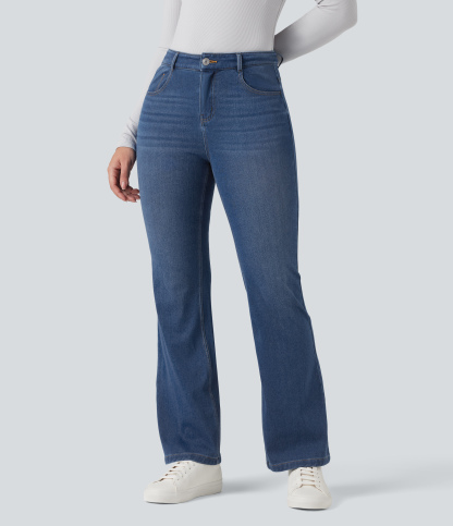 FlexMid Rise Casual Flare Jeans with Pockets