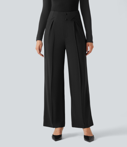 FlexHigh Waisted Straight Leg Work Pants with Pockets