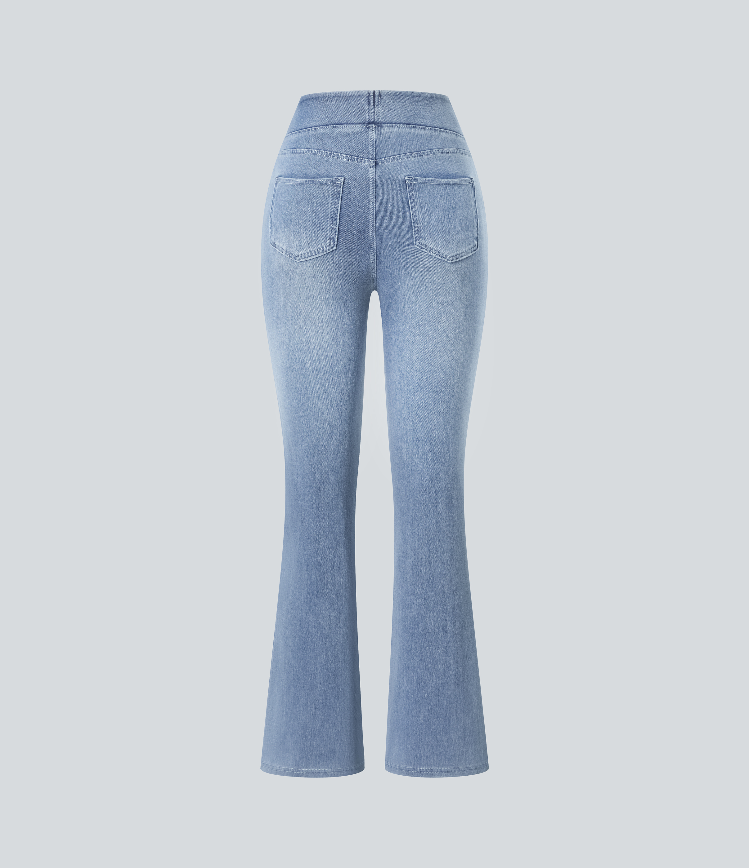 FlexHigh Waisted Pockets Washed Casual Bootcut Jeans