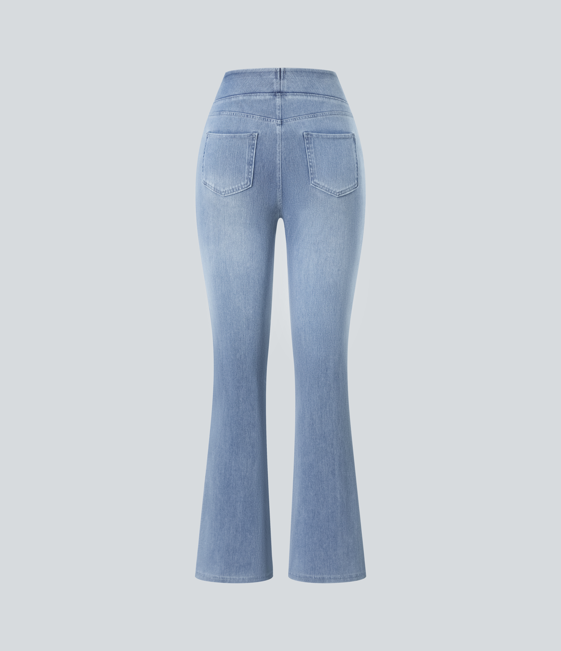 FlexHigh Waisted Pockets Washed Casual Bootcut Jeans