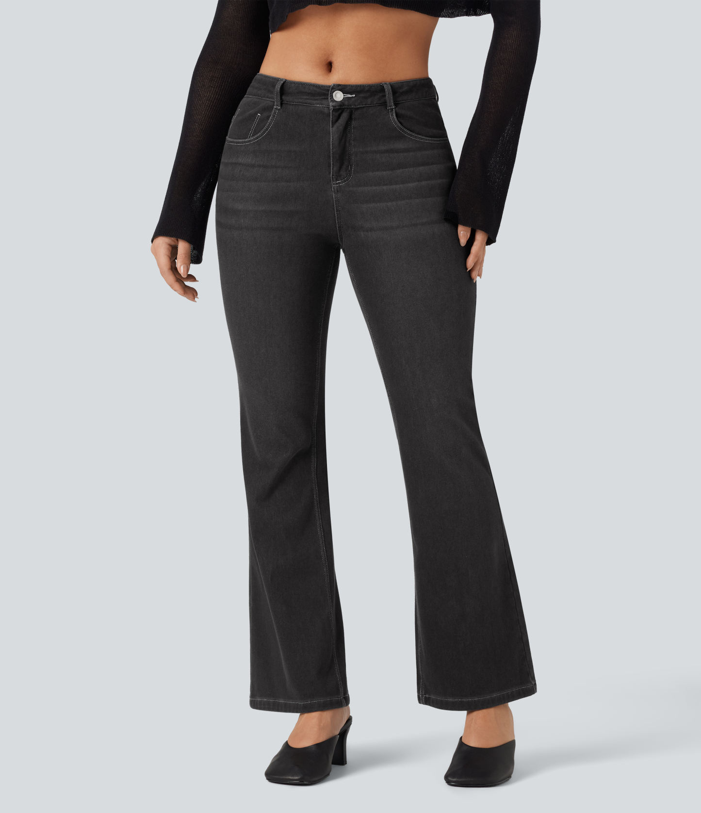 FlexMid Rise Casual Flare Jeans with Pockets