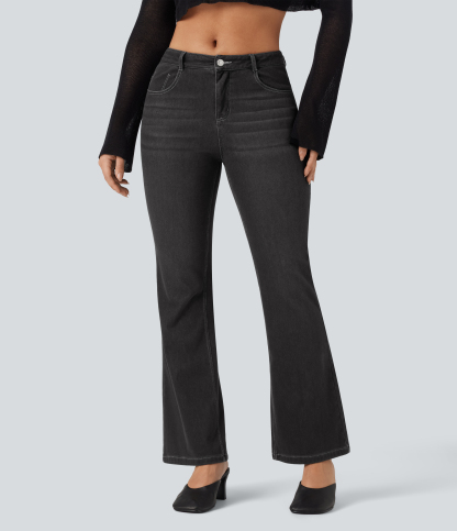 FlexMid Rise Casual Flare Jeans with Pockets