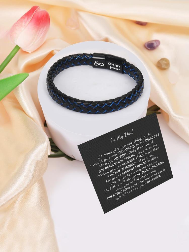 Men's Vintage Synthetic Leather Bracelet, with Gift Card, Fashionable Knotted Bracelet for Husband from Wife, Birthday Gifts for Son from Mom