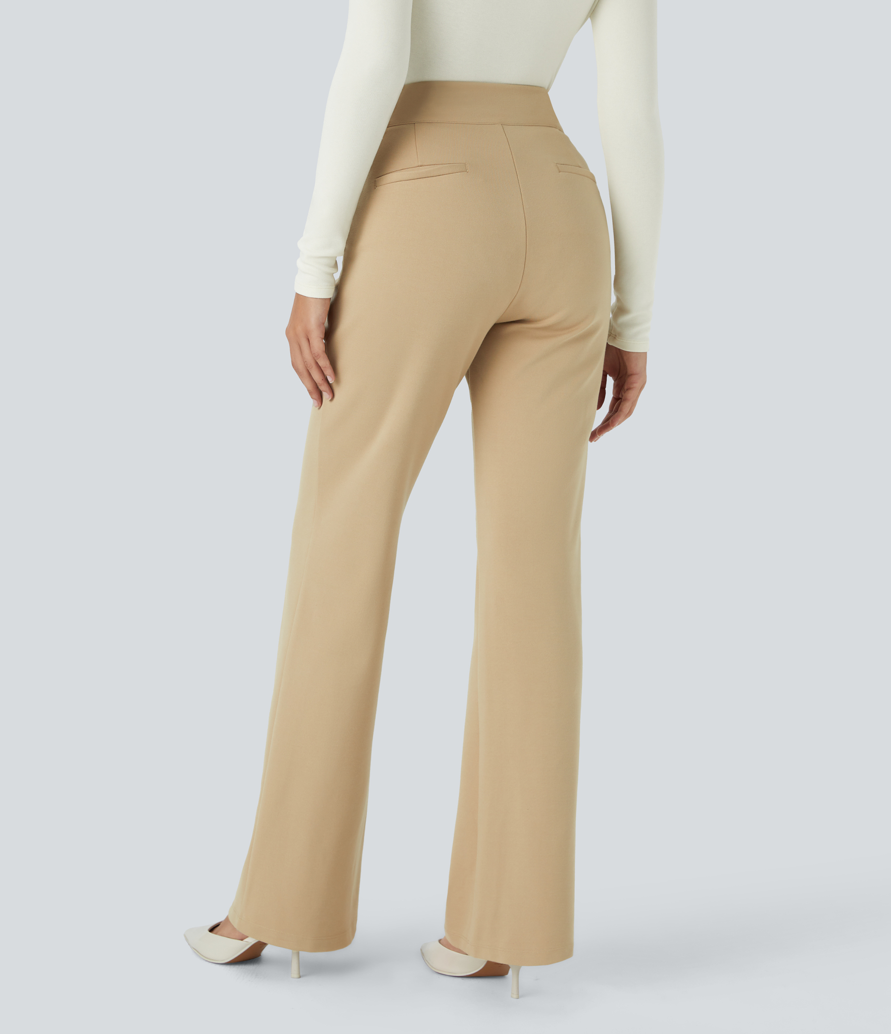 FlexHigh Waisted Zipper Pocket Slim Fit Work Pants