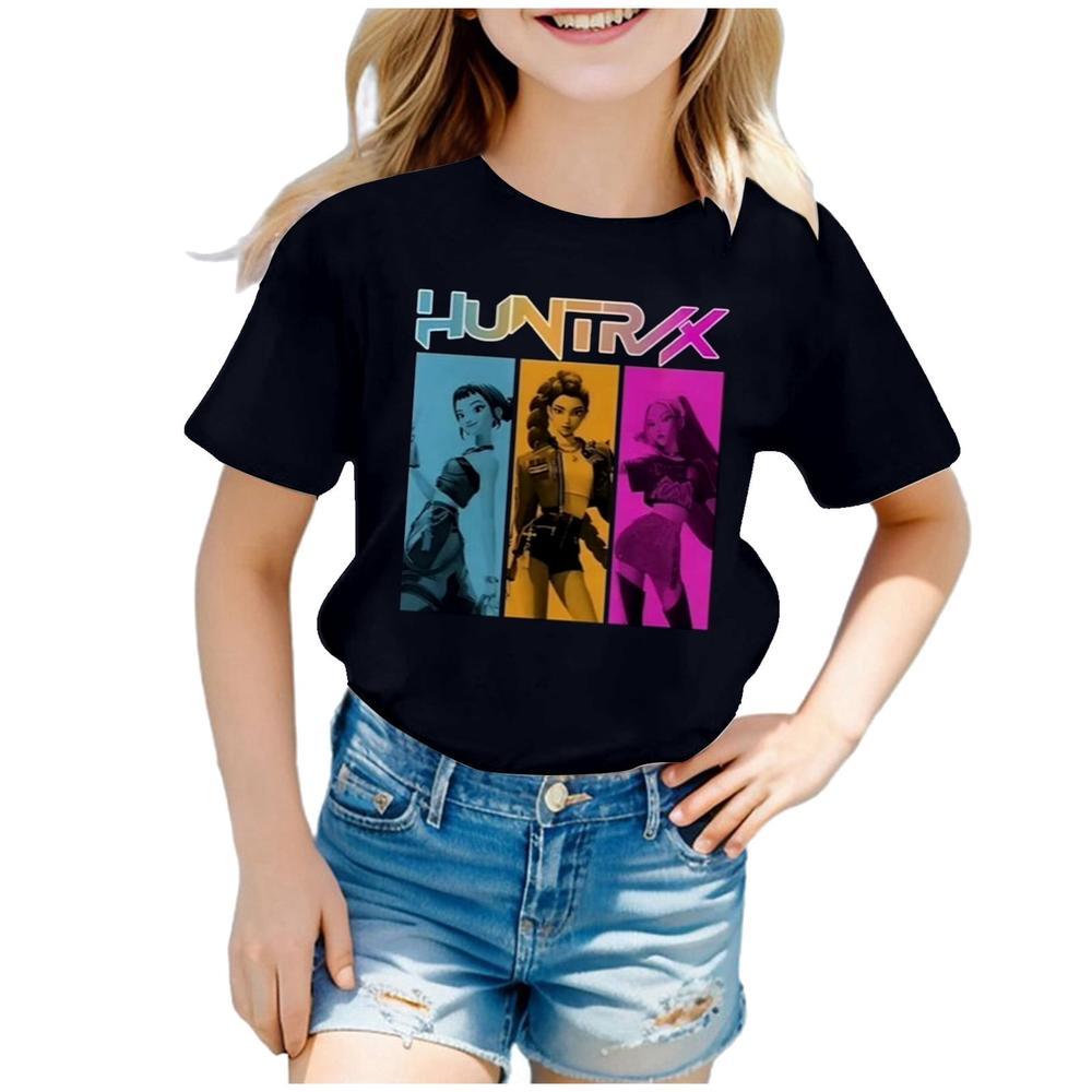 Huntrix Girls T-Shirt , Demon Hunters,Vintage Huntrix Shirt, Huntrix Fan Shirt Gift, Rumi Zoey Mira Graphic Shirt, Huntrix 6-7 Years