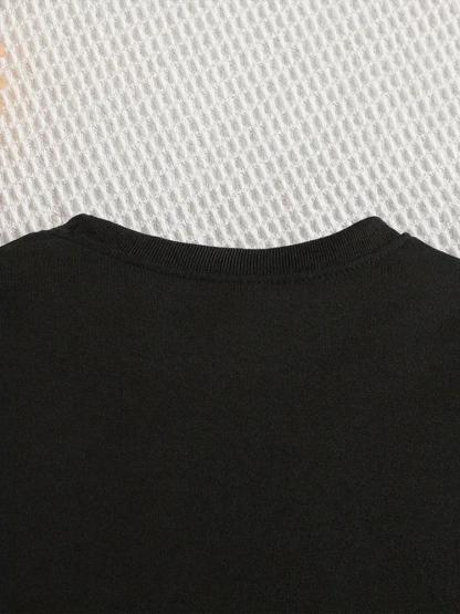 Cute Wednesday Anime Print Sweatshirt for Girls, Elastic Fabric, Casual Fitted Style, Perfect for Outdoor & Indoor Activities