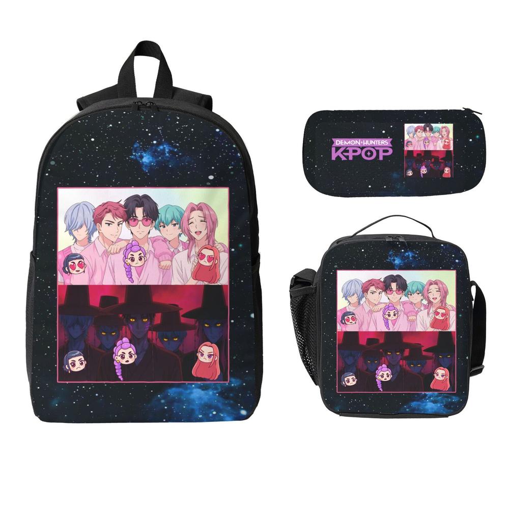 K POP DERPY SAJA BOYS Backpacks for Teens Adults 3PCS School Backpack with Lunch Box Pencil Pouch High College Travel School bag Bookbag Set