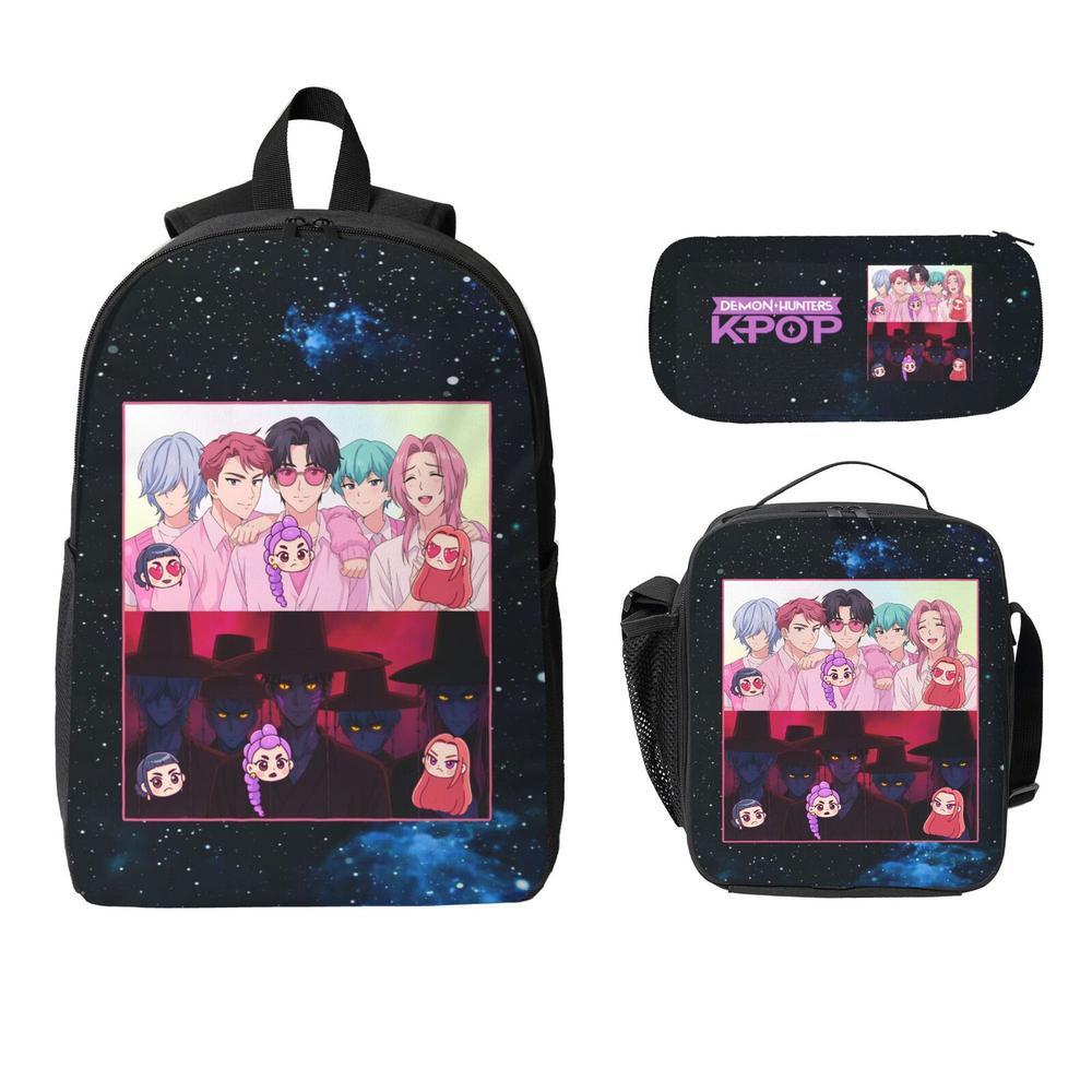 K POP DERPY SAJA BOYS Backpacks for Teens Adults 3PCS School Backpack with Lunch Box Pencil Pouch High College Travel School bag Bookbag Set