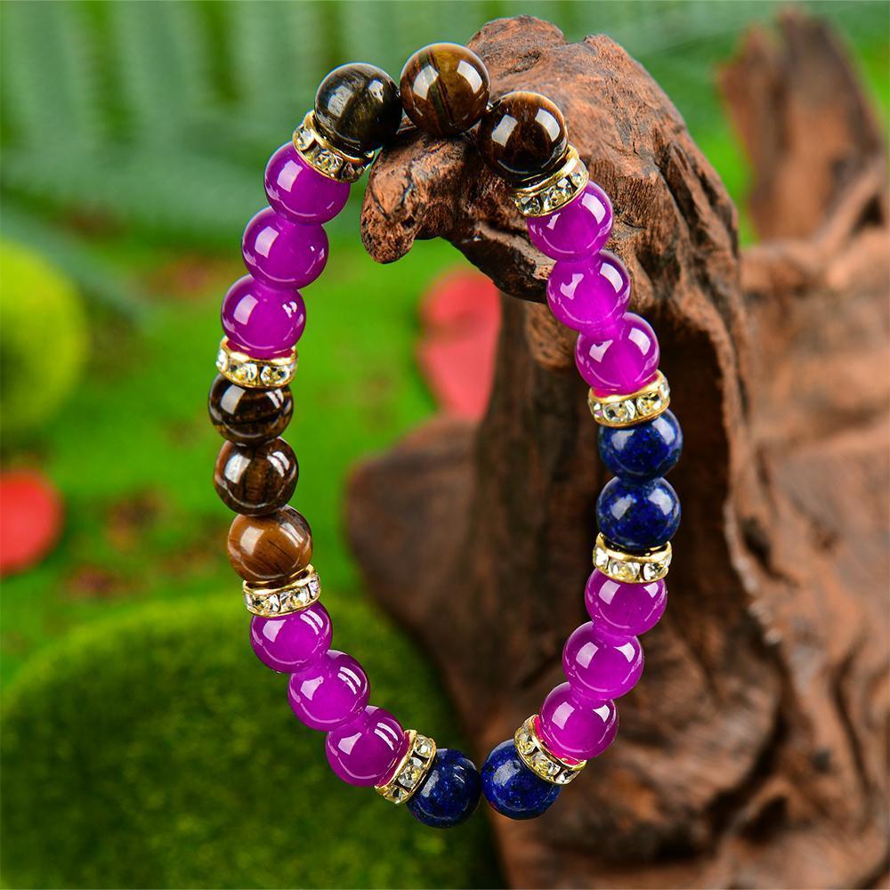 ARPURRAINA Lapis Lazuli & Tiger's Eye Elastic Bracelets for Men & Women Relieve Insomnia Aid Sleep Infuse Prosperity Energy Bring Peace Luck Perfect Gifts Crystal Bracelet