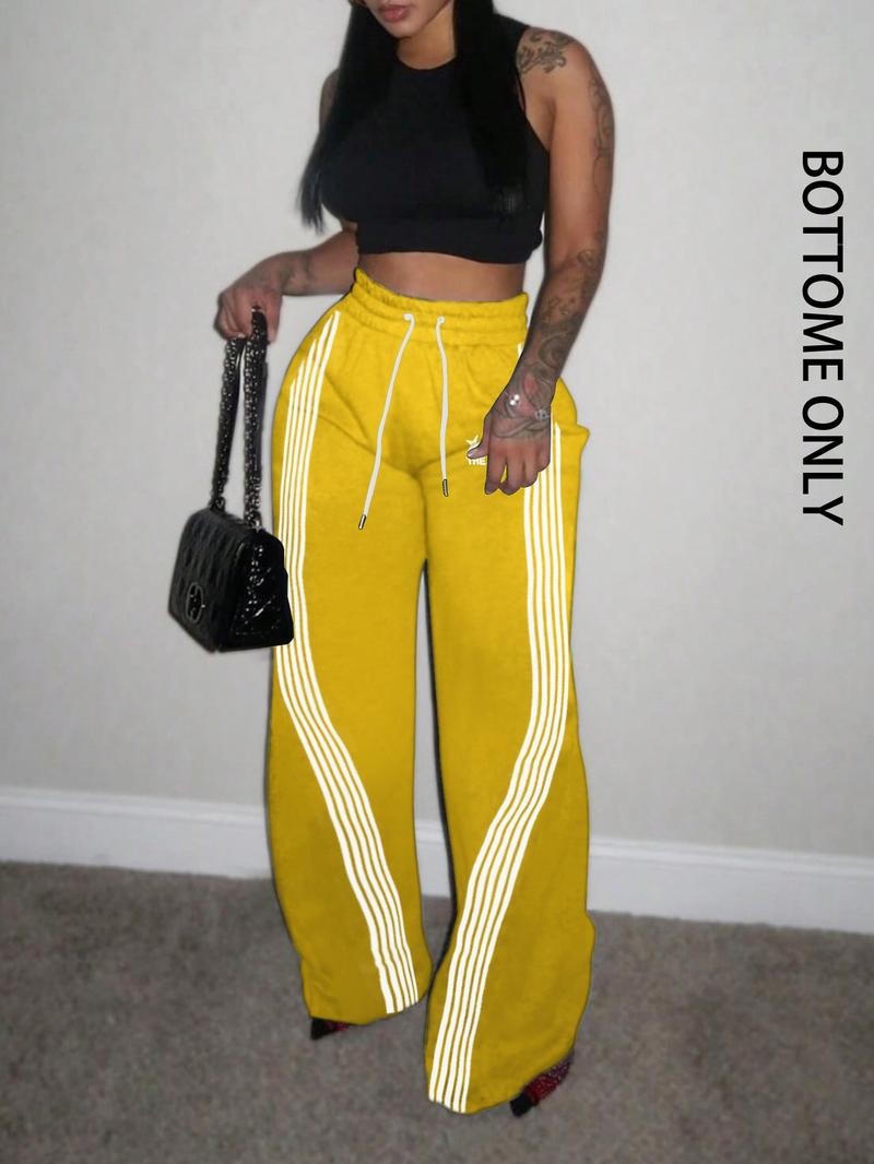 Women's Colorblock Striped Print Drawstring Waist Sweatpants, Comfy, Casual Pocket Pants for Daily Wear, Ladies Bottoms for All Seasons, Casual Fashion Pants