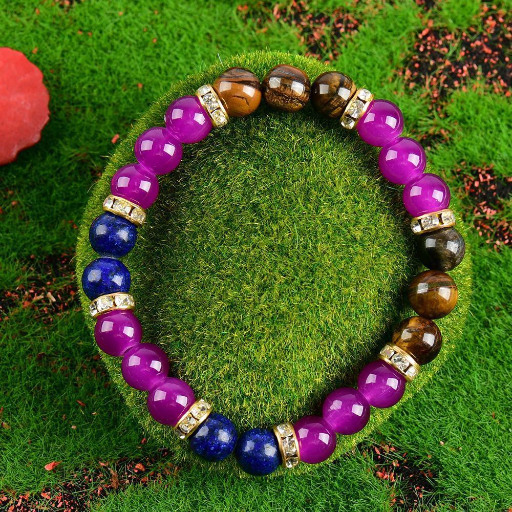 ARPURRAINA Lapis Lazuli & Tiger's Eye Elastic Bracelets for Men & Women Relieve Insomnia Aid Sleep Infuse Prosperity Energy Bring Peace Luck Perfect Gifts Crystal Bracelet